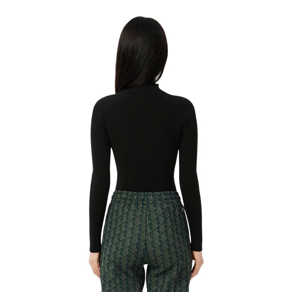 Lacoste Womens/Ladies Rib Knit High-Neck Sweater Top