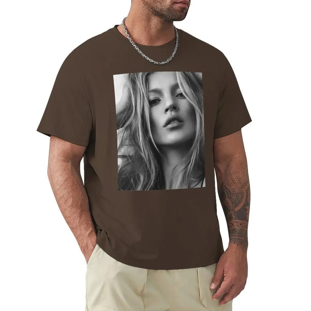 Kate Moss supermodel beauty portrait Long T-Shirt anime customs customizeds T-shirt summer top hippie clothes clothing