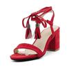 2026 New Women's Tassel Chunky Heel Sandals - Breathable, Versatile Outdoor High Heels, Plus Size Available
