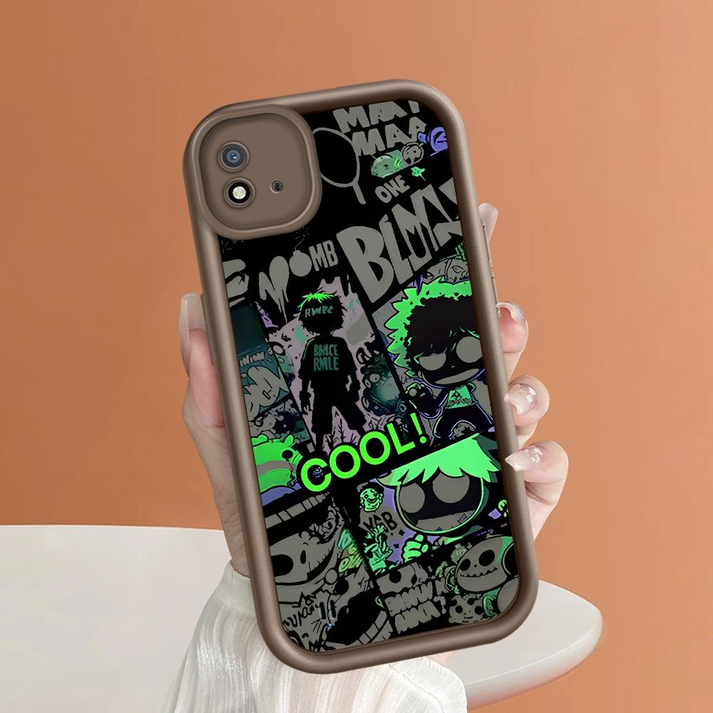 Měkký silikonový čtvercový žebříkový vzor tisku Pouzdro telefonu Plný kryt fotoaparátu Ochranné pryžové pouzdro odolné proti nárazům pro OPPO Realme