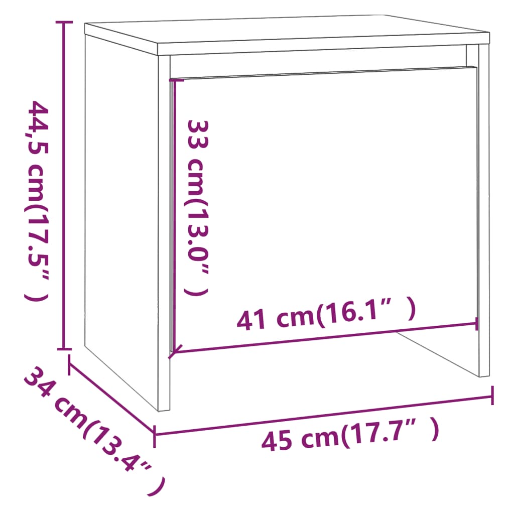 Nightstands 2 pcs Grey Sonoma 45 x 34 x 44.5 cm Particleboard