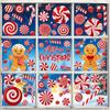 9pcs Cute Christmas Candy Cane Stickers, Seamless Christmas Window Stickers
