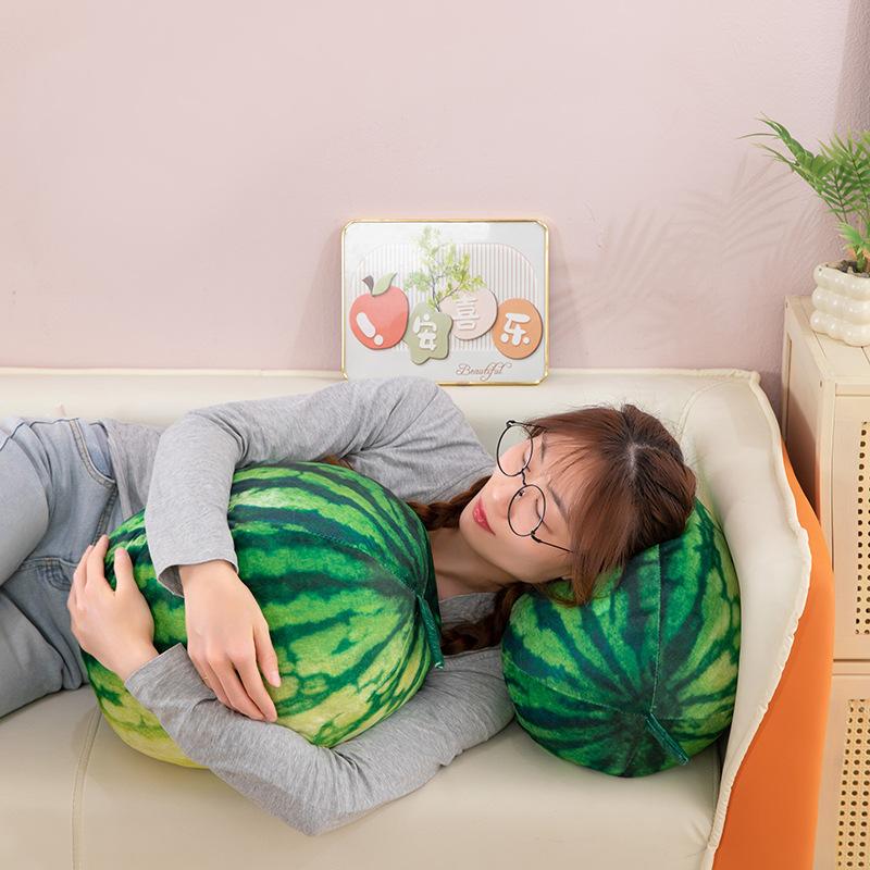 Three-dimensional Spherical Simulation Fruit Big Watermelon Pillow Plush Toy Summer Doll Doll Children's Gift
