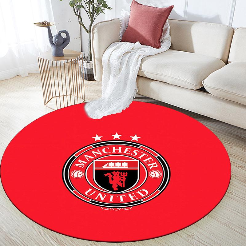 Man Utd Round Area Rug,Carpet Rug for Living Room Bedroom Sofa Playroom Decor,Non-slip Floor Mat