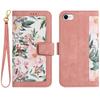 Leder Klapphülle für iPhone 16E 16 15 14 Plus 13 12 11 Pro Max XR X 10 XS 8 7 6 6S SE3 SE Blumen Trageband Kartensteckplatz Abdeckung