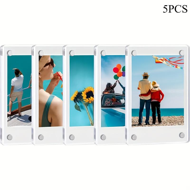 5pcs/set 3-Inch Photo Frame Magnetic Acrylic Refrigerator Picture Frame Multi-Purpose Magnetic Picture Frame for Photo Paper