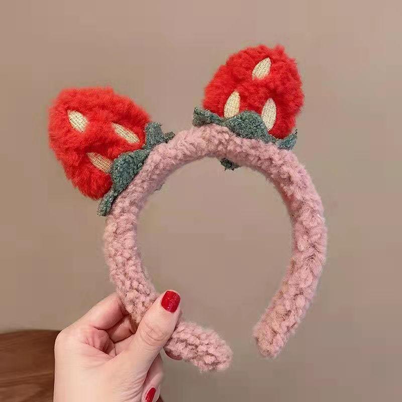Cute Strawberry Headband: 3D Sweet Forest Design for Makeup & Face Wash - Korean Style