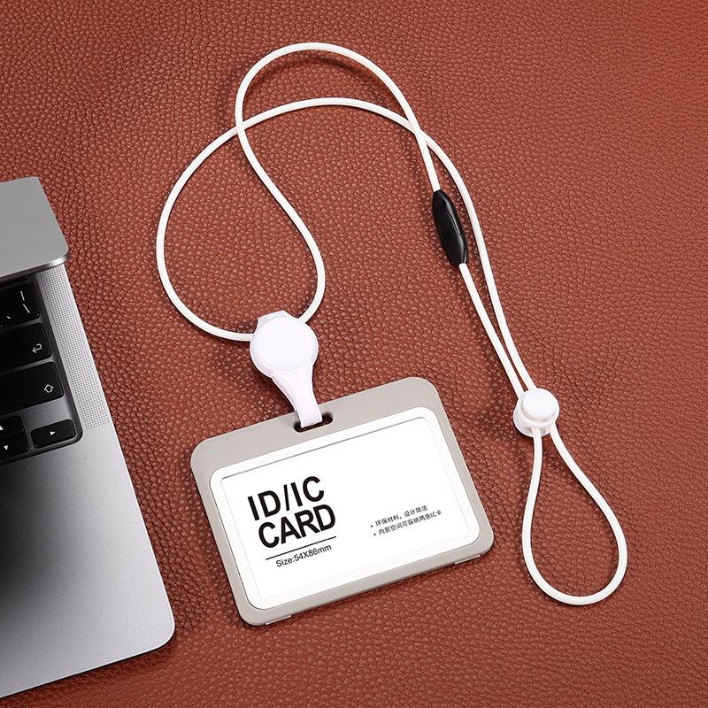 Double-Sided Transparent ID Card and Badge Holder with Round Silicone Lanyard