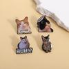 HUH White Cat Enamel Pins Funny Kitten Expressions Brooches Lapel Backpack Badge Fashion Jewelry Accessories Gifts for Friends