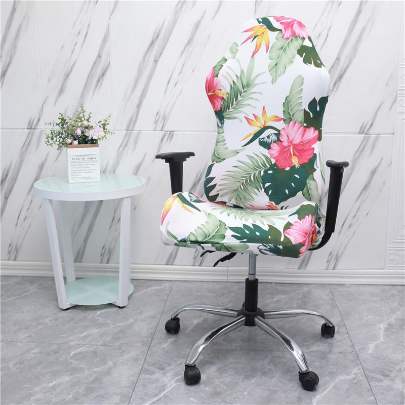 1 Pcs Office Computer Gaming Chair Covers Stretch Armchair Gamer Seat Cover Flower Printed Racing Desk Rotating Slipcovers