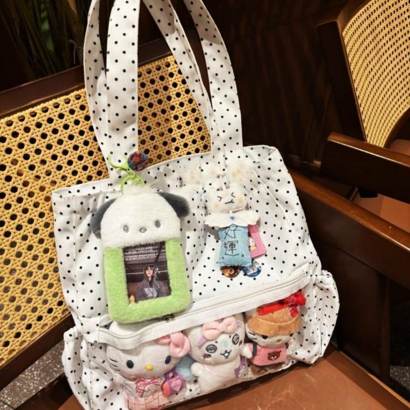 New Y2k Anime Polka Dot Ita Shoulder Bag Two-dimensional Large Capacity Cute Girl Transparent Tote Bag Otaku DIY Display Handbag