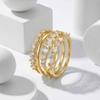 Vnox New 14K Gold Plated 4pcs/Set Shining Zirconia Stacking Rings for Women Geometric Trendy Cubic Zirconia Jewelry Party Ring