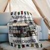240Gm2 Happy Campers Custom Outdoor Blanket Comfortable Soft Lightweight Allseason Multipurpose Blanket For Travel Camping Picnics Sofa Office Bed