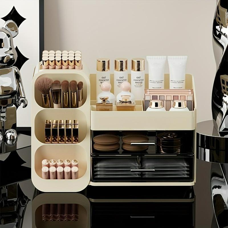 Large Open Makeup Organizer, Multifunctional Cosmetic Storage Box for Lipstick & Skincare,Modern Acrylic Display Tray for Vanity