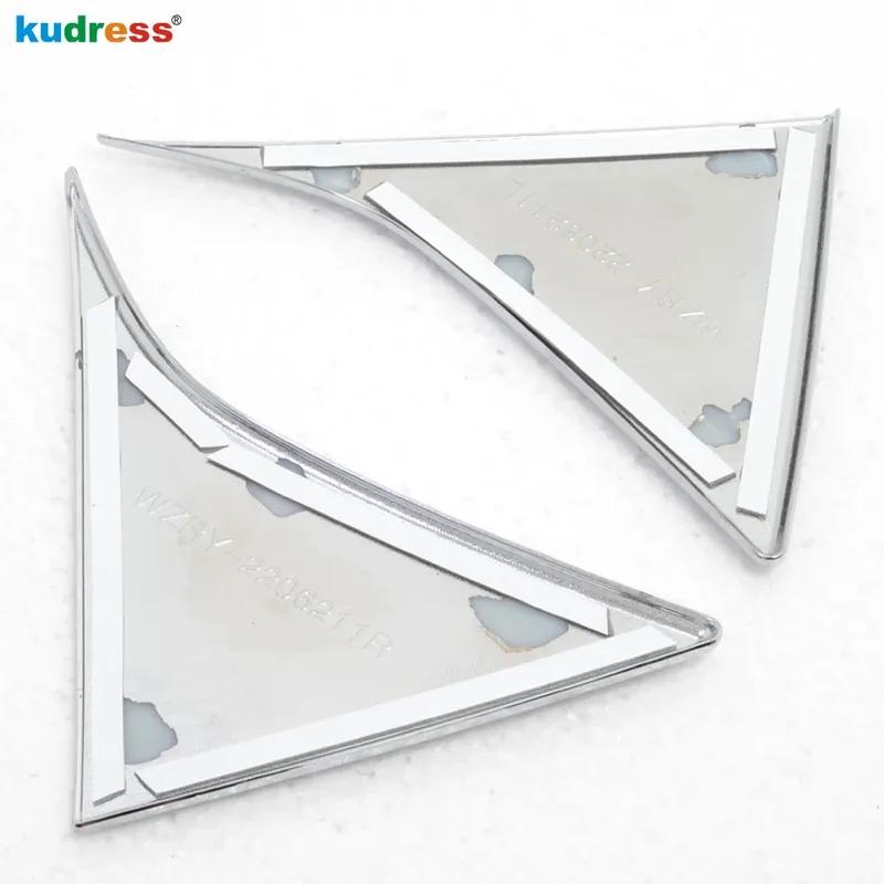 For KIA Sportage 2016 2017 2018   Chrome Car Rear Window Spoiler Cover Trim Side Wing Triangle Frame Trims Accessories