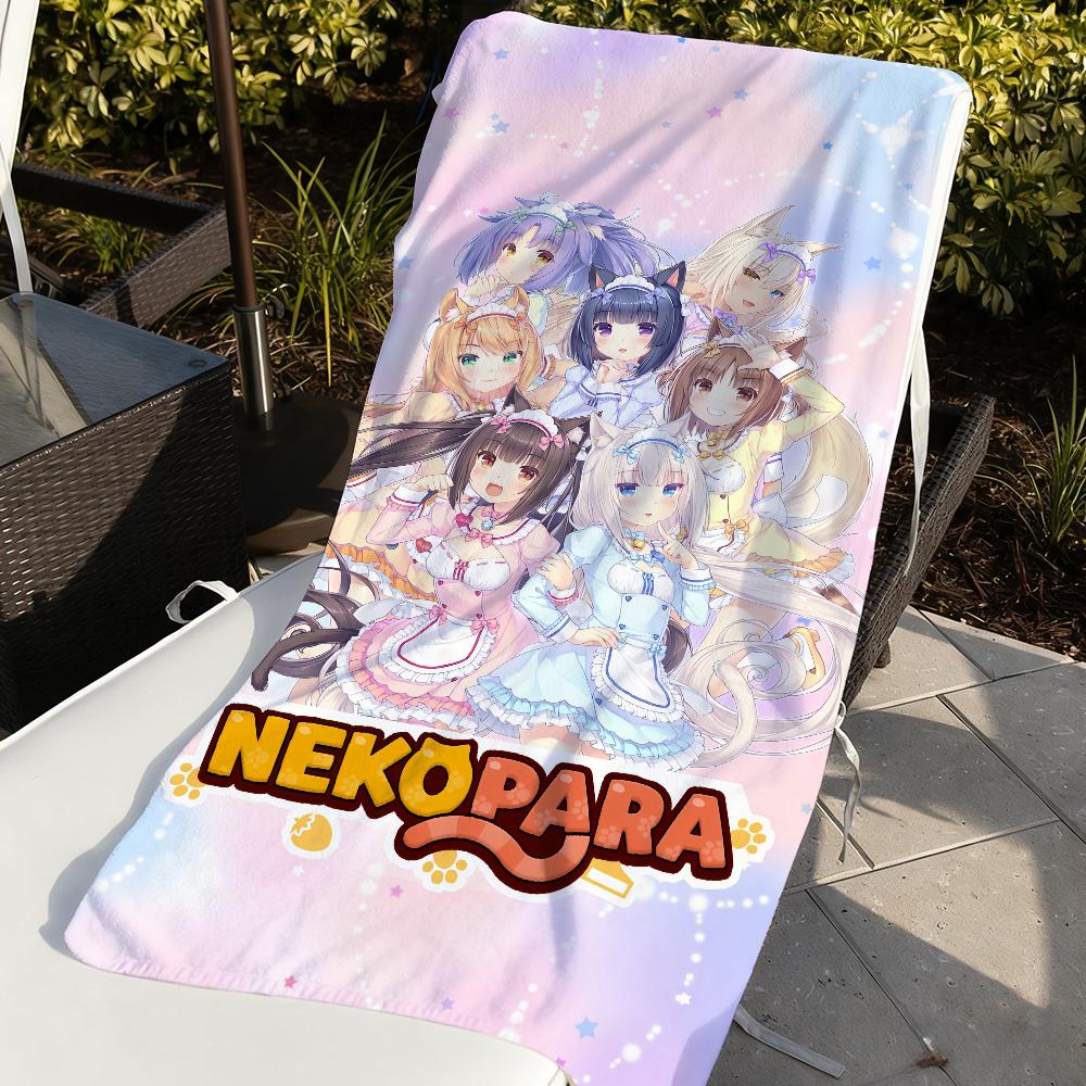 Cartoon Game N-Nekopara Girl Towel Soft Pool Gift For Travel Gym Shower Camping Quick Dry Sports Large Beach Towels