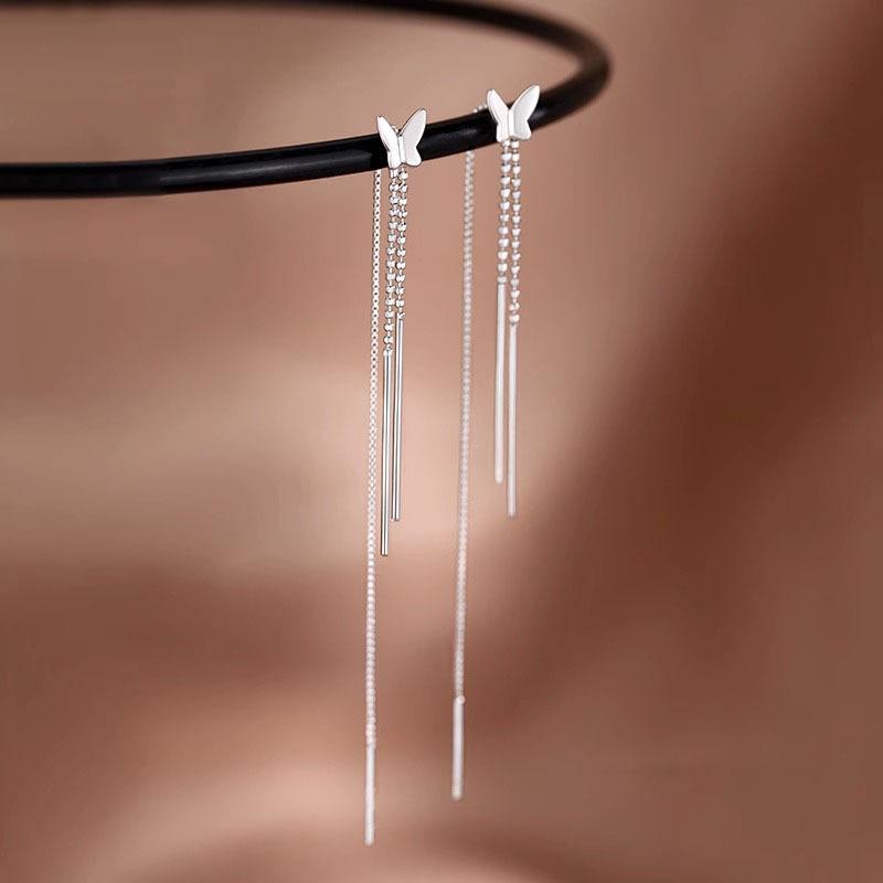 Women s Long Butterfly Tassel Needle Earrings - Trendy, Simple, and Stylish