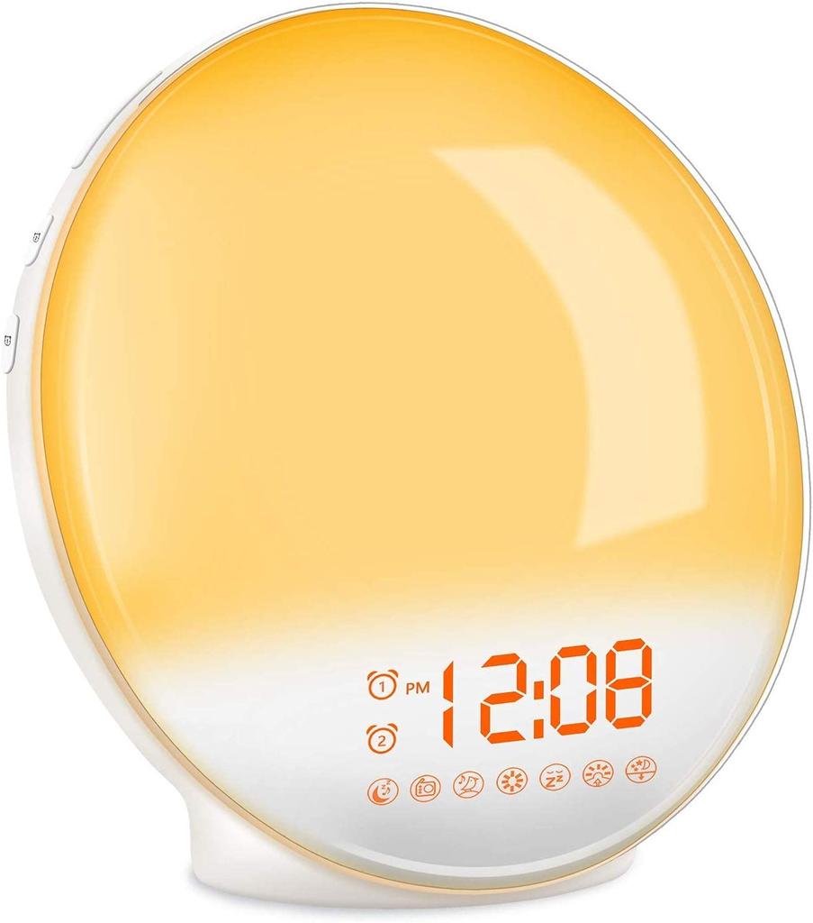 Digital Alarm Clock with Light, Loud Alarm, Snooze & Radio Functions, White, MY-09