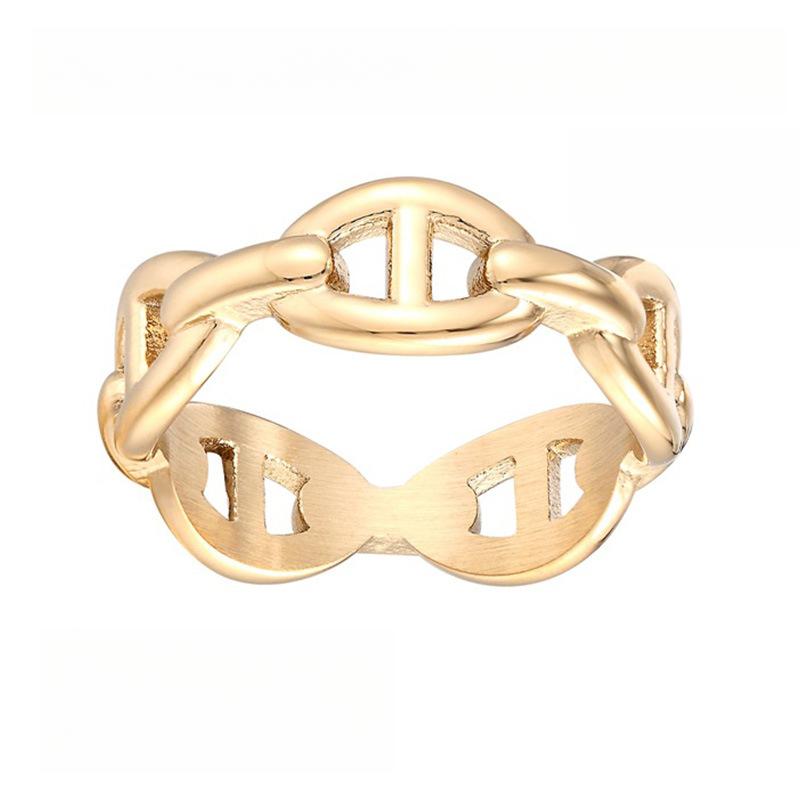 Nischen Schweinenasenring Titanstahl Galvanisieren Fortgeschrittener Sinn Ring Verblasst Nicht Accessoires Frauen