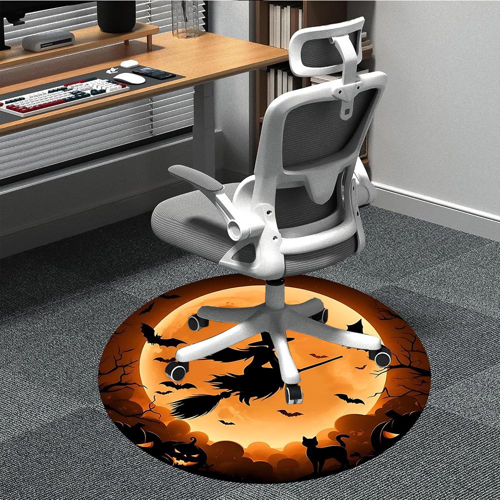 1pc Halloween Witch Office Round Area Rug, Under Office Chairs Bedroom Living Room Home Decor, Room Deco