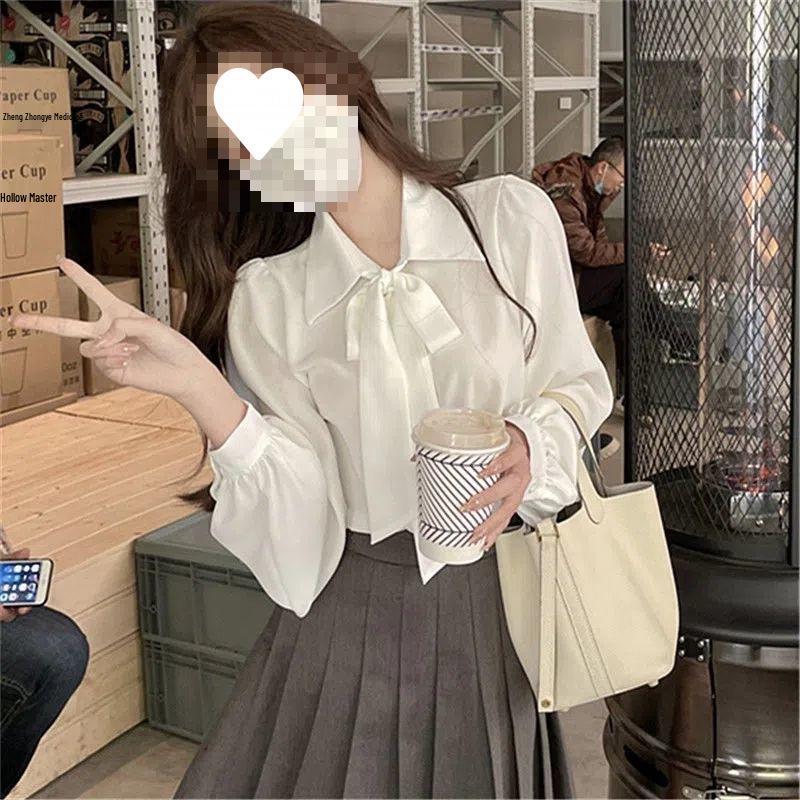 High-End Korean Style Loose Bowknot Shirt – Fresh, Clean, and Youthful Look