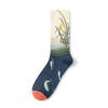 French Retro Abstract Oil Painting Mid-Calf Socks - Trendy Autumn/Winter High-Top Creative Combed Cotton for Women