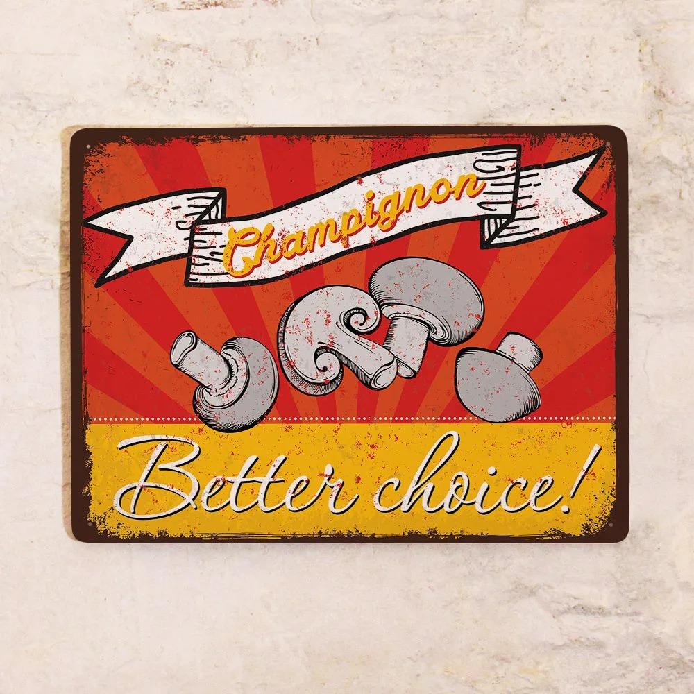 Vintage Metal Sign Champignon for Kitchen Wall Decor 20x30cm 30