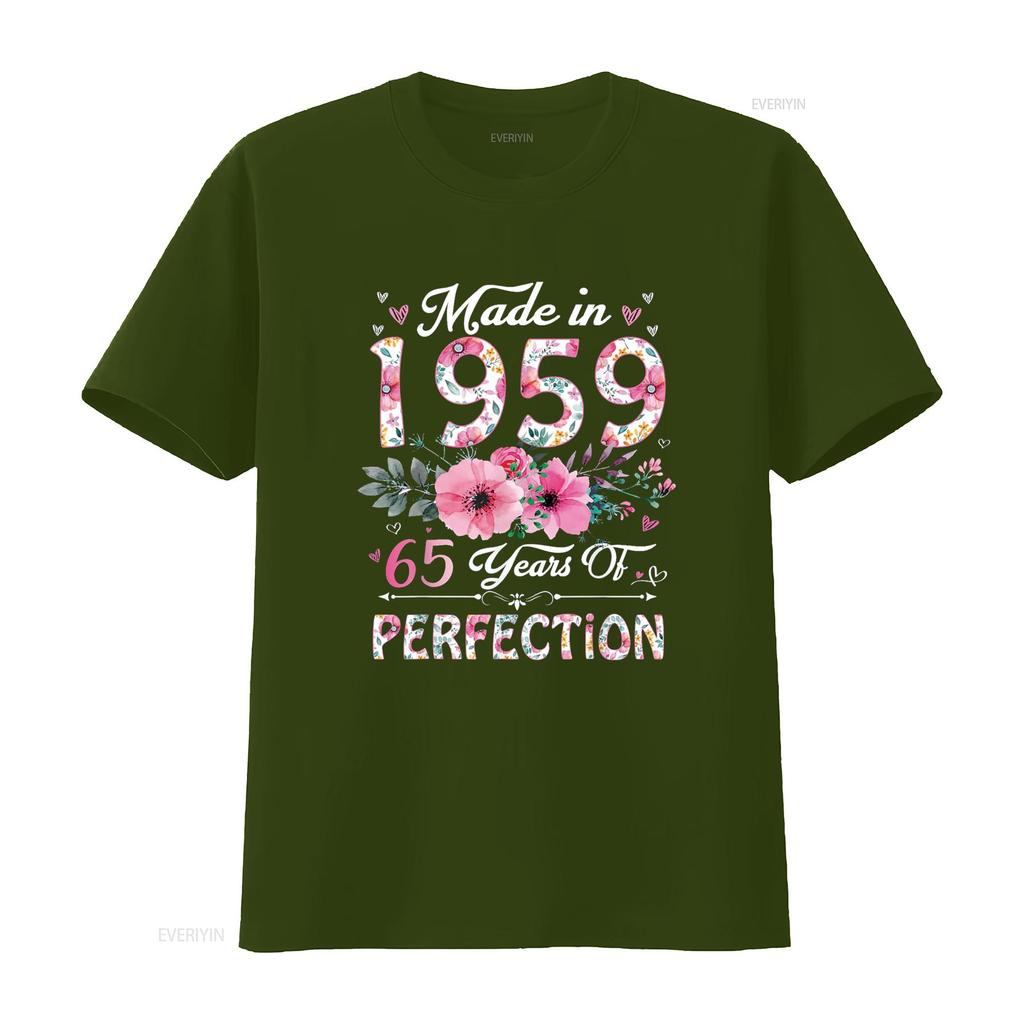 65 Year Old Made In 1959 Floral 65th Birthday s Women T Shirt vintage Washed designer clothes Breathable Versatile Comfortable