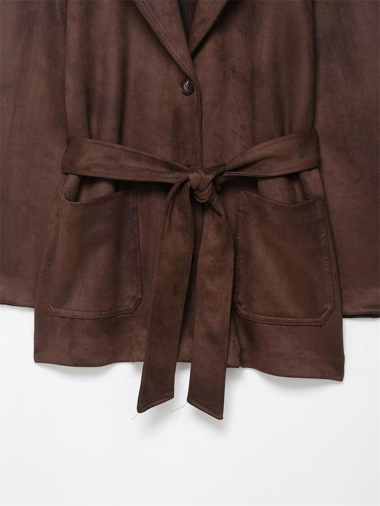 2026 Autumn Women's European-American Style Casual Belted Jacket