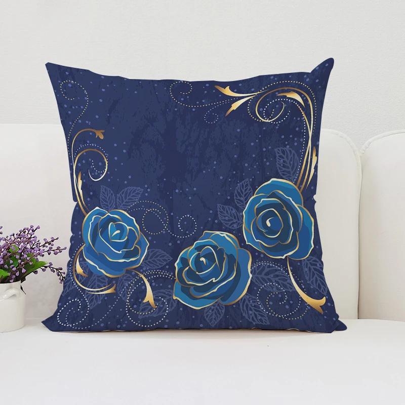 Dekorativer Kissenbezug 40x40 Rosen Blumen Bezüge für Bettkissen Kissenbezug 45x45 Heimdekor Bezug für Wohnzimmerkissen