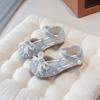 Girls princess shoes spring and summer new children's leather shoes little girl little princess silver soft-soled bow shoes