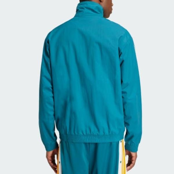 Adidas Originals Adicolor Series Comfortable Loose Fit Stand Collar Zip Design Long Sleeve Jacket Men Jacket Traditional-Cyan IZ2415