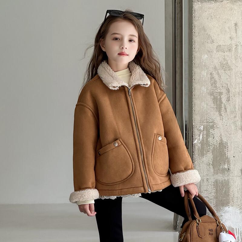Girl's Faux Suede Fleece Lined Winter Coat