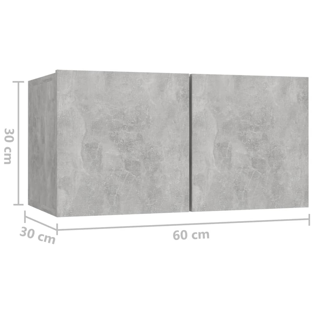 Vidaxl 4-Cz. TV Cabinet Set, Concrete Grey, Wood-Based Material