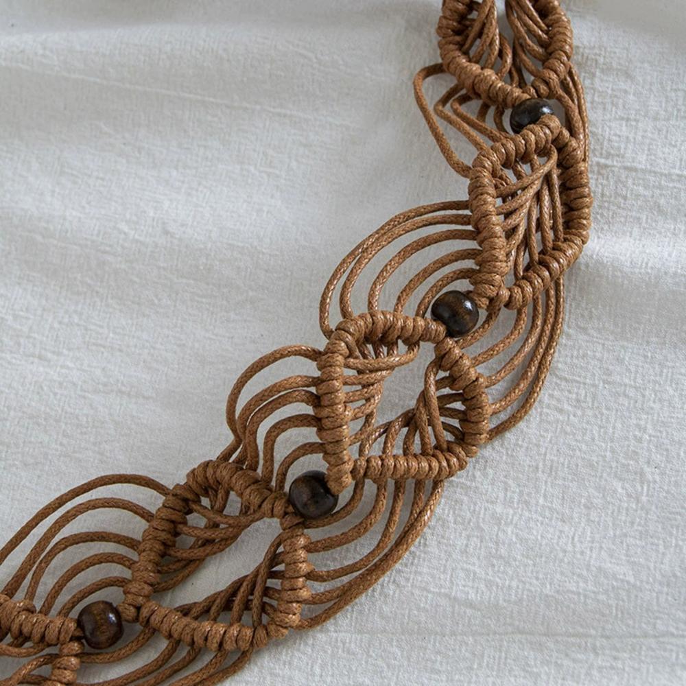 Cintura da Donna Intrecciata con Nappe, Fascia in Vita Intrecciata con Laccetto, Corda Larga Boho a Catena per Accessori Fascia Vita Vestito