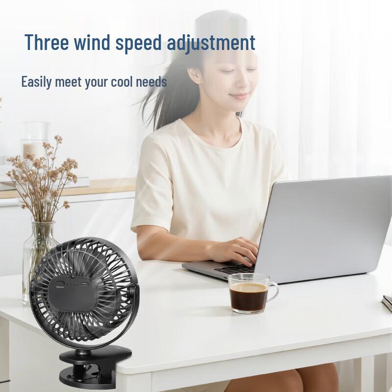 Deli USB Rechargeable Desktop Clip Fan