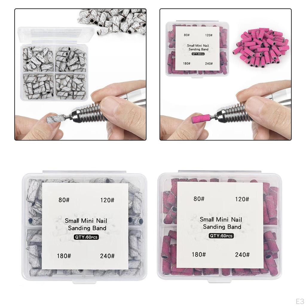 60 Nail Sanding Bands for Professional Manicure Equipment with 3mm Bearings