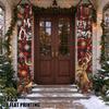 2D Flat, 2D Flat - 2D Flat, 2D Flat - 2D Flat Printing 2pcs Christmas Deer Snowflakes Plaid Decorative Couplets, Anniversary Celebration Party Porch S
