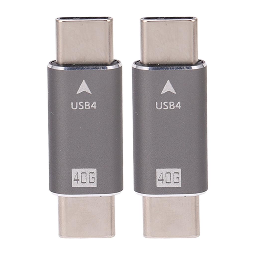 2Pcs USB C Male to Male Adapter 8K 40Gbps 100W Fast Charging Alloy Compact Mini USB C Adapter Connector for PCs