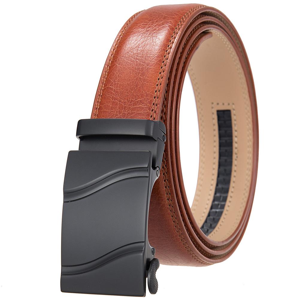 1Pcs Fashion Automatic Buckle Belt, Korean Version Of Men'S Belt, Two-Layer Cowhide Ly36-31703-1