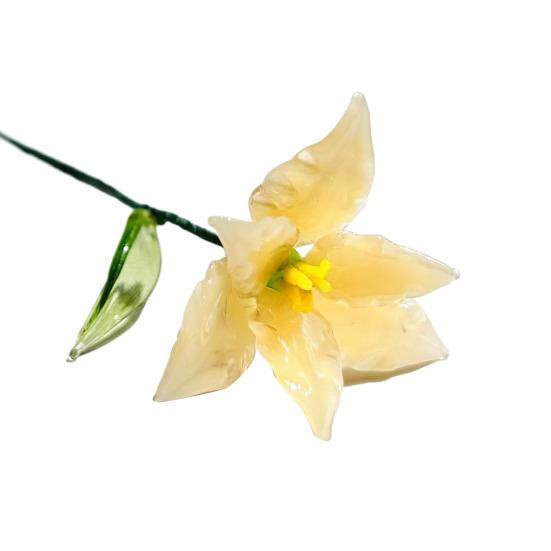 Floare de sticlă lucrată manual cu tulpină de sârmă, glazură colorată suflată manual, mini figurine florale, decorațiune, ornament pentru vază de flori de masă pentru casă, sufragerie, birou