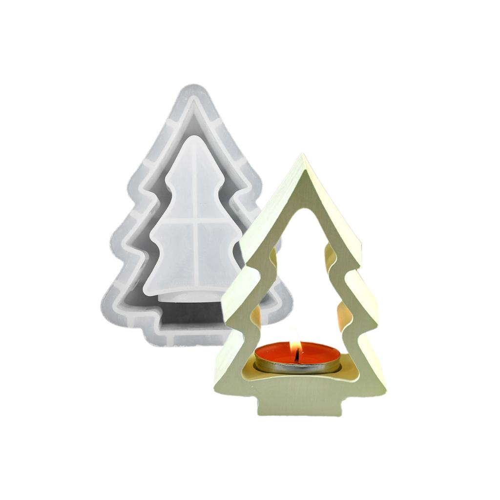Candlestick Molds Silicone Crafts Mold House/Tree Shape Candle Stand Moulds Silicone Texture Ornament Molds for Candle