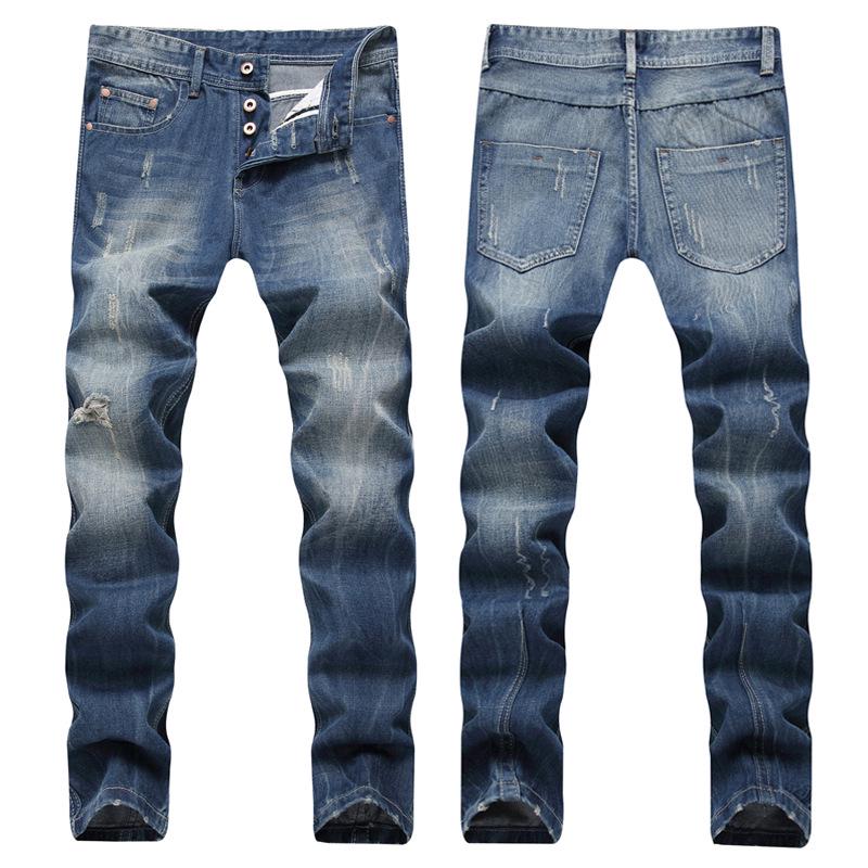2017 Men's European & American Slim Straight Ripped Jeans, Beckham Style, Plus Size