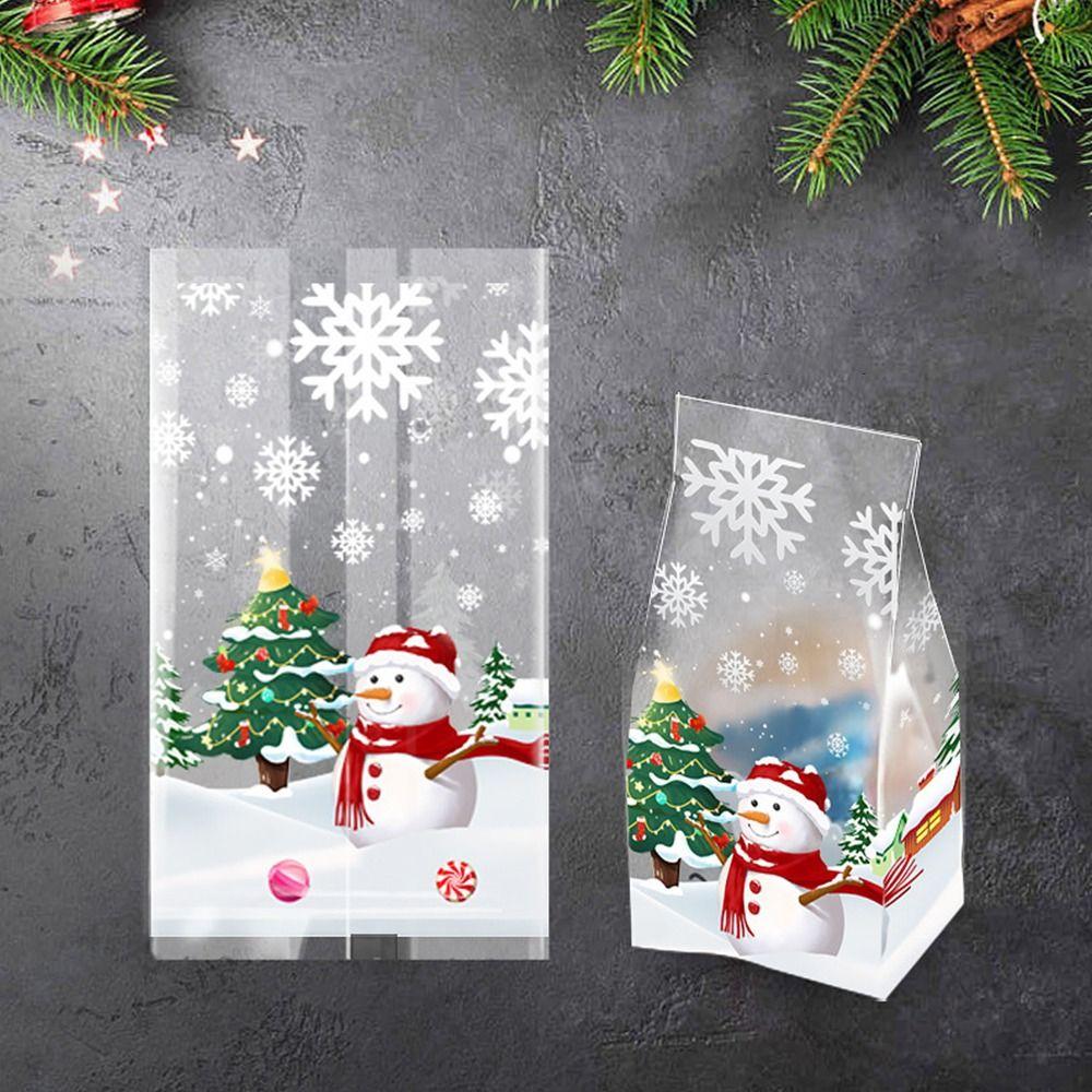 50Pcs Christmas Candy Bag Snowflake Crunchy Candy Cookies Biscuit Bag Party Gift Packaging Party Supplies
