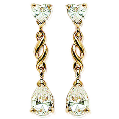 [B9939] - Gold-plated Earrings 'Pensées' Golden White - 24x4 Mm