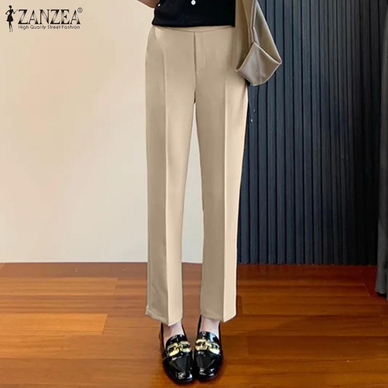 

ZANZEA Женские Повседневные Эластичные Талия Летние Укороченные Брюки