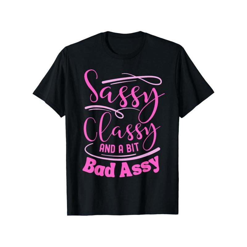 

Women s Sassy Motivational Graphic Tee Pink Black Print Regular Fit Casual Top Stylish Gift for Ladies S чёрный