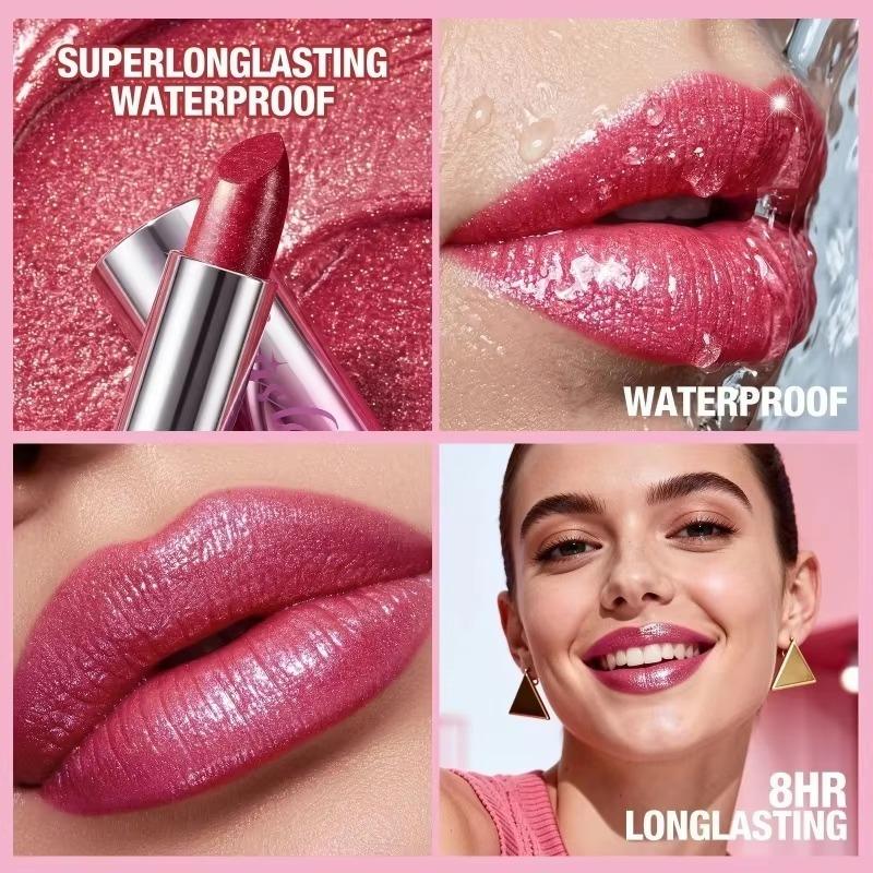 14Color Metallic Violet Lipstick Polarizing Pigment Diamond Glitter Lipgloss Waterproof Lasting Gold Pearl Shine Sexy Lip Makeup