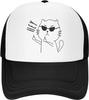 Lustige Katze Hey Mittelfinger Trucker Cap Verstellbare Netz-Baseballkappe Lässig Outdoor