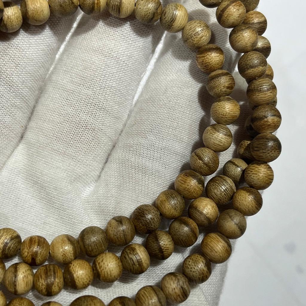 Authentic Natural Agarwood Tiger Stripe Bracelet - 0.6mm Beads, 108 Count, Unisex, Lightly Fragrant, Multi-strand Gift